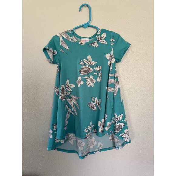 LuLaRoe Scarlett Girls Dress Size 2T Teal Floral Pattern - Picture 1 of 9